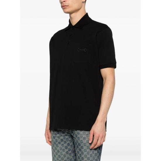 26SS 구찌 자수 코튼 피케 폴로 셔츠 854796 XJHQP 1043 BLACK - GUCCI