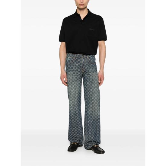 26SS 구찌 자수 코튼 피케 폴로 셔츠 854796 XJHQP 1043 BLACK - GUCCI