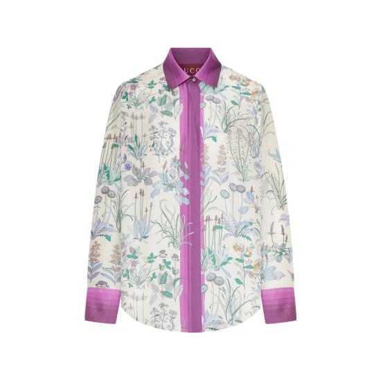 26SS 구찌 프린트 실크 트윌 셔츠 856092 ZAUK7 9224 WHITE