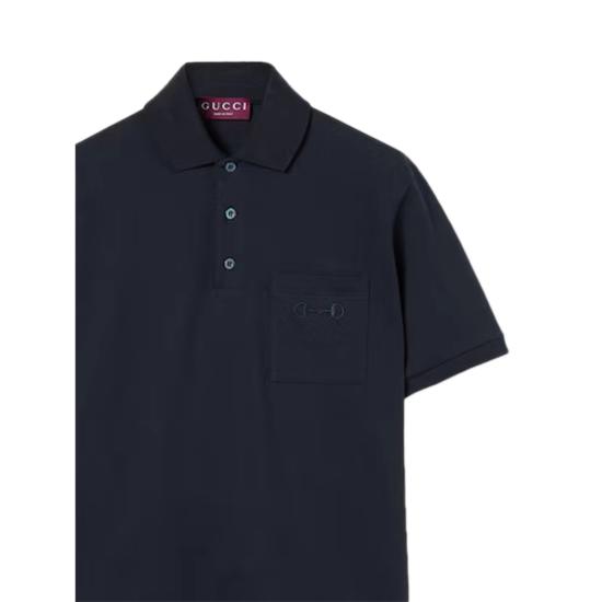 26SS 구찌 자수 코튼 피케 폴로 셔츠 854796 XJHQP 4055 BLUE - GUCCI