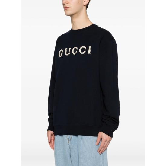 26SS 구찌 자수 코튼 저지 스웨트셔츠 854224 XJHNA 4794 NEUTRALS BLUE - GUCCI