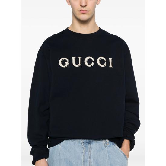26SS 구찌 자수 코튼 저지 스웨트셔츠 854224 XJHNA 4794 NEUTRALS BLUE - GUCCI
