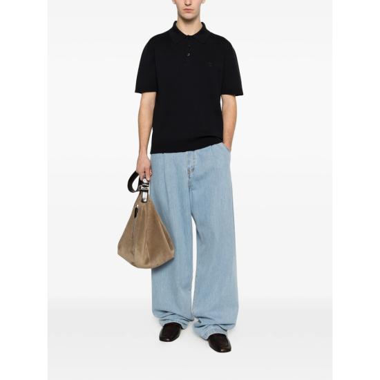 26SS 구찌 자수 실크 코튼 폴로 셔츠 853378 XKFDL 4255 BLUE - GUCCI