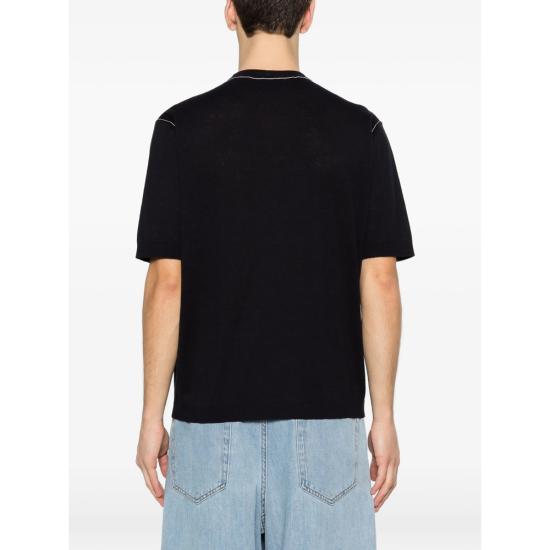 26SS 구찌 프린트 디테일 니트 실크 리넨 티셔츠 851828 XKFC8 4041 BLUE - GUCCI