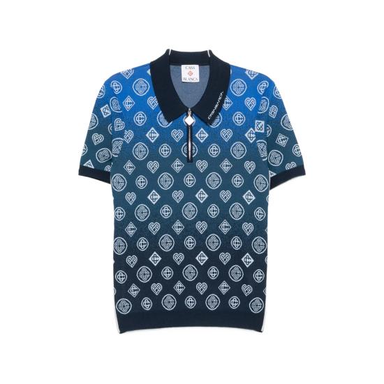 26SS 카사블랑카 폴로 티셔츠 SS26 KW 1300 01 GRMON BLUE WHITE