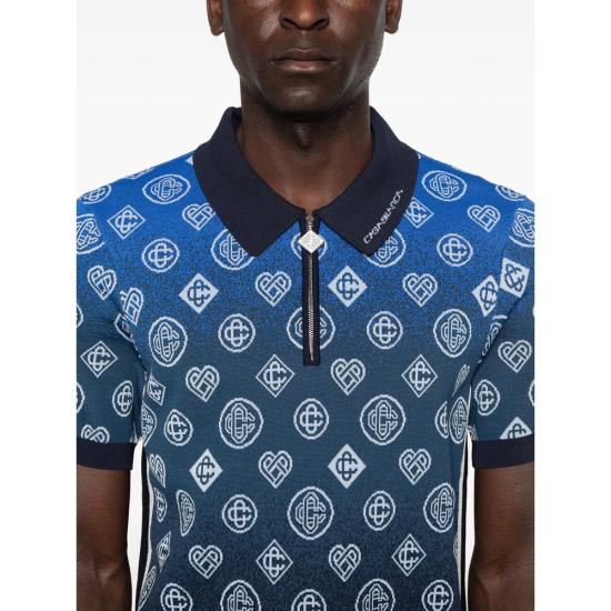 26SS 카사블랑카 폴로 티셔츠 SS26 KW 1300 01 GRMON BLUE WHITE - CASABLANCA