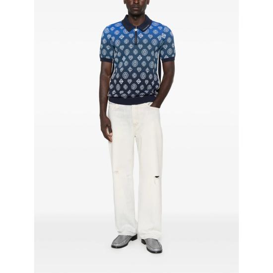 26SS 카사블랑카 폴로 티셔츠 SS26 KW 1300 01 GRMON BLUE WHITE - CASABLANCA