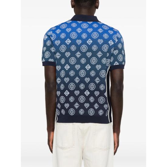 26SS 카사블랑카 폴로 티셔츠 SS26 KW 1300 01 GRMON BLUE WHITE - CASABLANCA