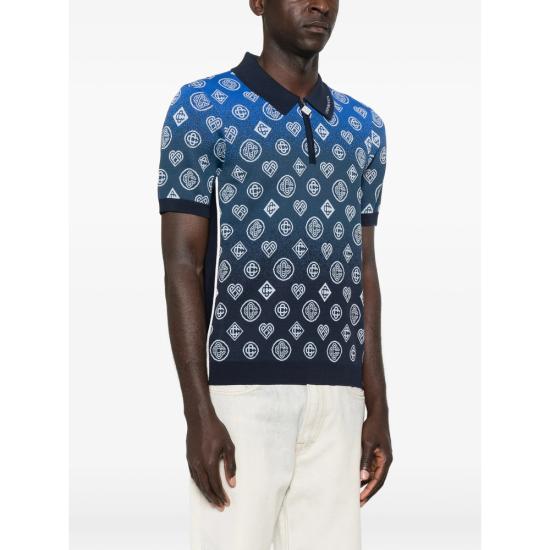 26SS 카사블랑카 폴로 티셔츠 SS26 KW 1300 01 GRMON BLUE WHITE - CASABLANCA