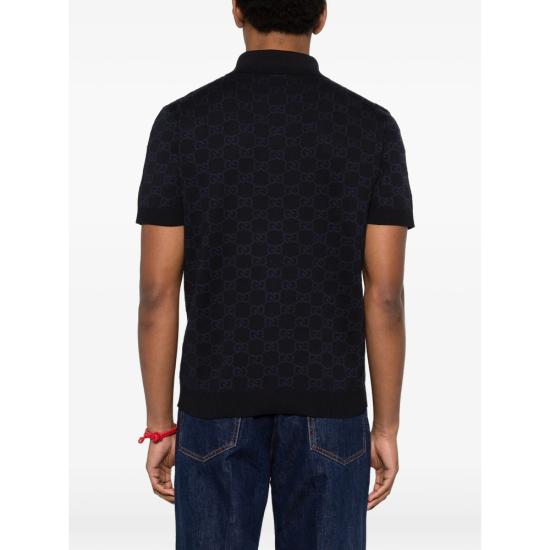 26SS 구찌 GG 코튼 실크 자카드 폴로 셔츠 855058 XKFEN 4588 BLUE BLUE - GUCCI