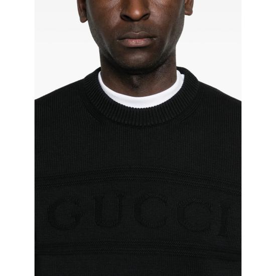 26SS 구찌 인타르시아 니트 코튼 울 스웨터 851724 XKFBC 1000 BLACK - GUCCI