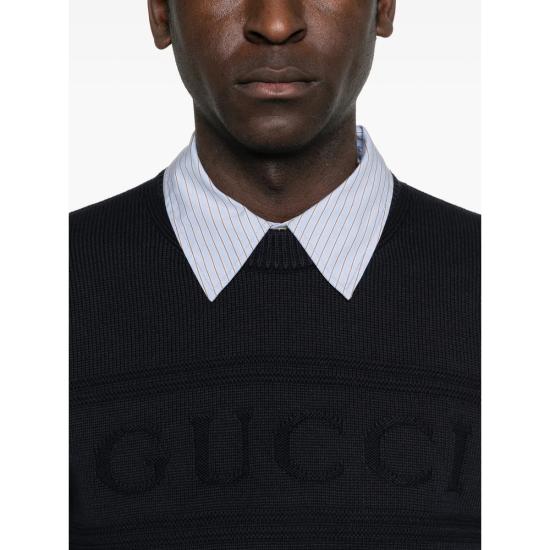 26SS 구찌 인타르시아 니트 코튼 울 스웨터 851724 XKFBC 4816 BLUE - GUCCI