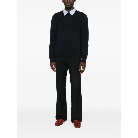 26SS 구찌 인타르시아 니트 코튼 울 스웨터 851724 XKFBC 4816 BLUE - GUCCI