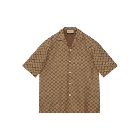 26SS 구찌 GG 리넨 셔츠 742707 ZAM7G 2580 BROWN