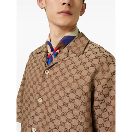 26SS 구찌 GG 리넨 셔츠 742707 ZAM7G 2580 BROWN - GUCCI