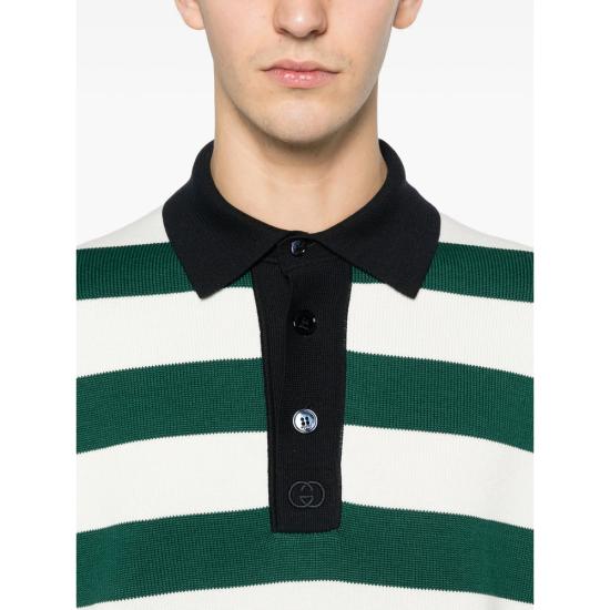 26SS 구찌 폴로 티셔츠 851696 XKFBA 3035 GREEN WHITE - GUCCI