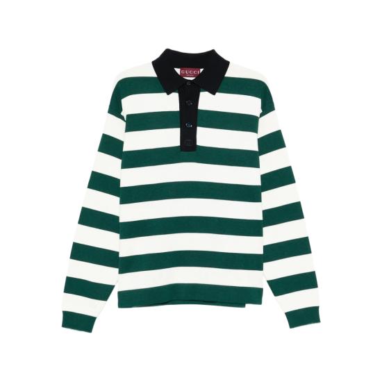 26SS 구찌 폴로 티셔츠 851696 XKFBA 3035 GREEN WHITE