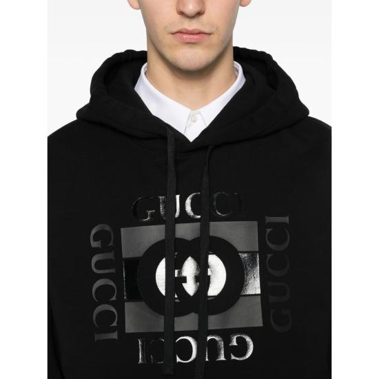 26SS 구찌 프린트 디테일 코튼 저지 스웨트셔츠 855976 XJHNH 1152 BLACK - GUCCI