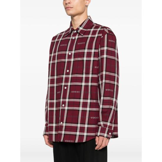 26SS 구찌 타르탄 코튼 자카드 셔츠 852895 ZAUAC 6013 RED WHITE - GUCCI