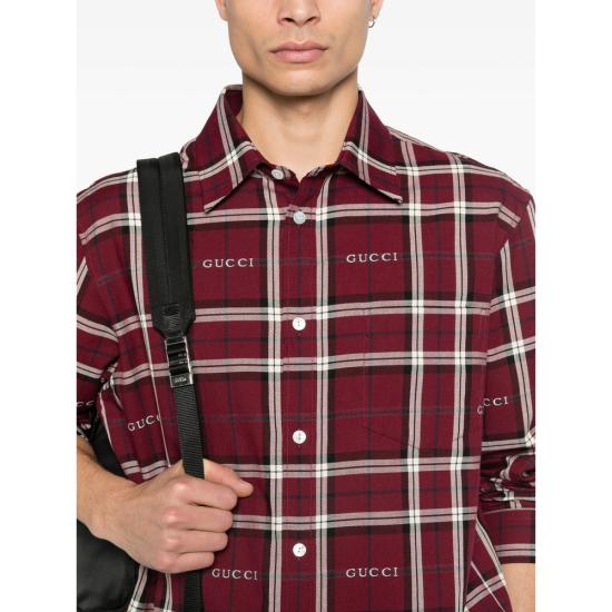 26SS 구찌 타르탄 코튼 자카드 셔츠 852895 ZAUAC 6013 RED WHITE - GUCCI