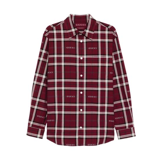 26SS 구찌 타르탄 코튼 자카드 셔츠 852895 ZAUAC 6013 RED WHITE