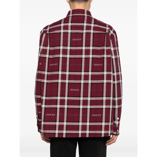 26SS 구찌 타르탄 코튼 자카드 셔츠 852895 ZAUAC 6013 RED WHITE - GUCCI