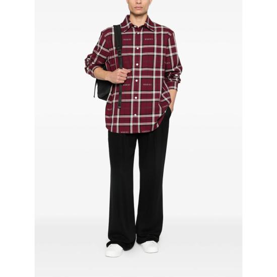 26SS 구찌 타르탄 코튼 자카드 셔츠 852895 ZAUAC 6013 RED WHITE - GUCCI