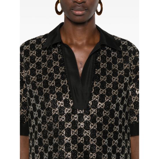 26SS 구찌 울 트위드 라메 탑 846682 ZARWY 1000 BLACK SILVER - GUCCI