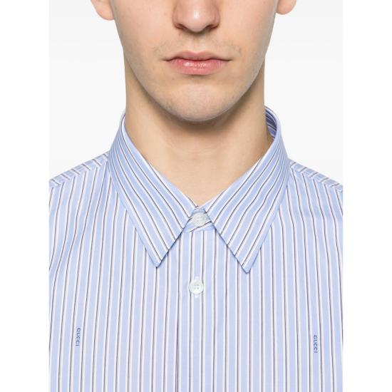 26SS 구찌 스트라이프 코튼 포플린 셔츠 852714 ZAUBA 4061 BLUE WHITE - GUCCI