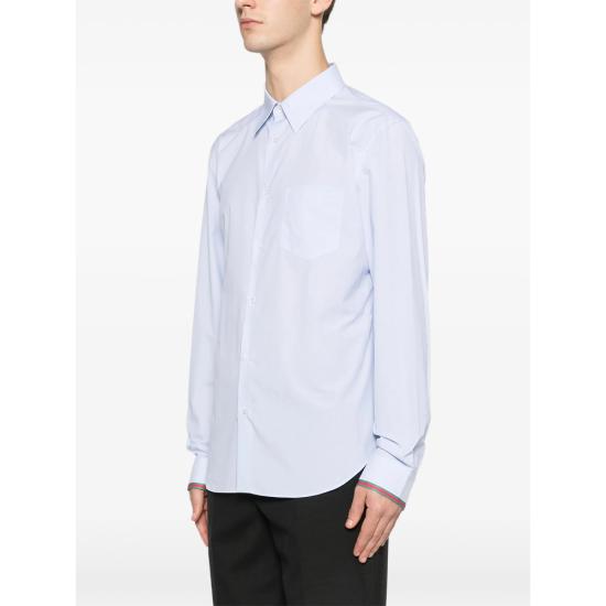 26SS 구찌 웹 디테일 스트라이프 코튼 셔츠 852707 ZAS5W 4305 BLUE WHITE - GUCCI