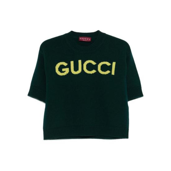 26SS 구찌 인타르시아 소프트 울 탑 851972 XKEBC 3027 GREEN YELLOW