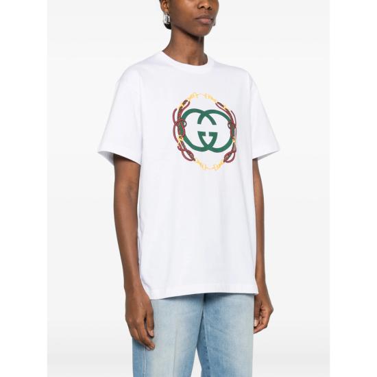 26SS 구찌 프린트 디테일 코튼 저지 티셔츠 837959 XJHMY 9081 WHITE - GUCCI