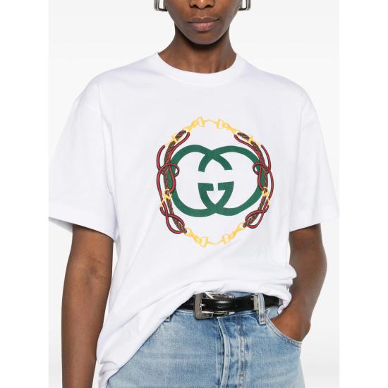 26SS 구찌 프린트 디테일 코튼 저지 티셔츠 837959 XJHMY 9081 WHITE - GUCCI