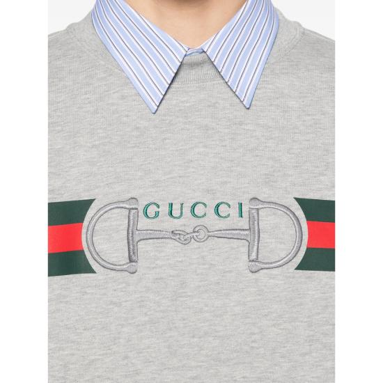 26SS 구찌 프린트 디테일 코튼 저지 스웨트셔츠 848737 XJHOK 1056 GREY - GUCCI
