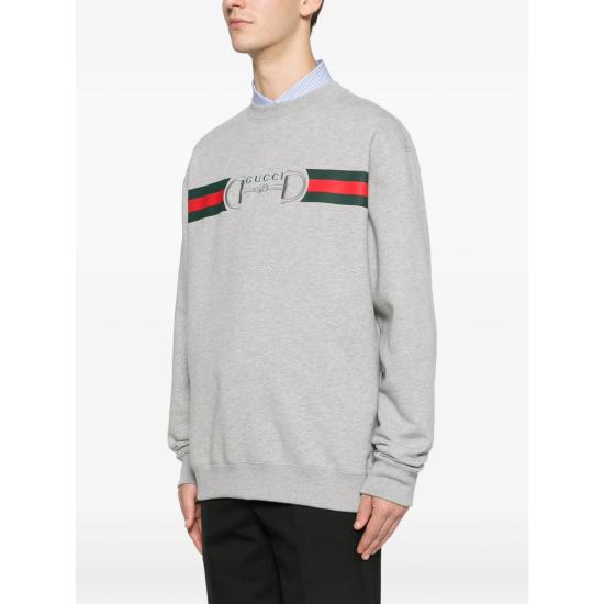 26SS 구찌 프린트 디테일 코튼 저지 스웨트셔츠 848737 XJHOK 1056 GREY - GUCCI