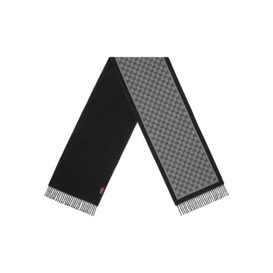 26SS 구찌 울 자카드 스카프 835534 4G200 1360 GREY BLACK - GUCCI