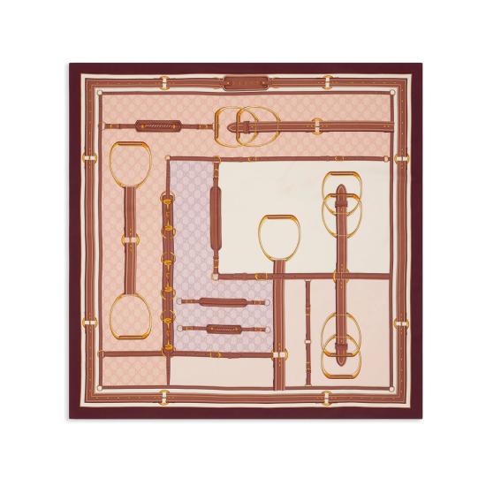 26SS 구찌 프린티드 실크 까레 813625 3G001 6372 NEUTRALS PINK