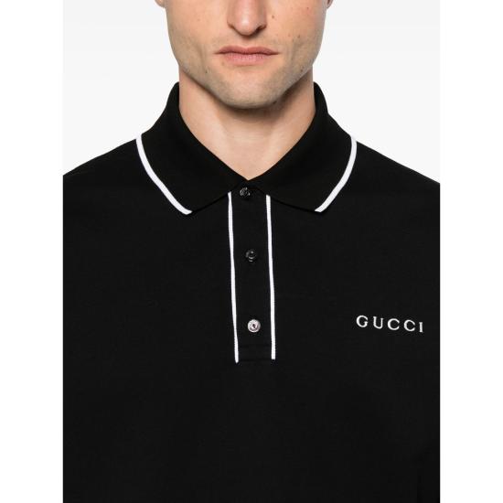 26SS 구찌 자수 코튼 피케 폴로 셔츠 806250 XJHHO 1043 BLACK - GUCCI