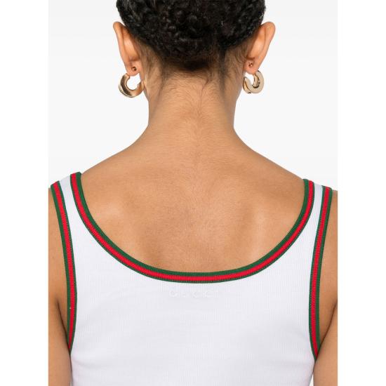 26SS 구찌 웹 코튼 탱크 탑 815851 XJG5O 9692 WHITE - GUCCI