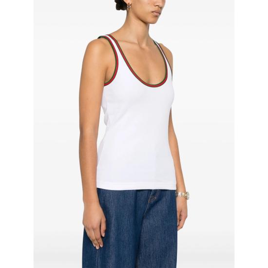 26SS 구찌 웹 코튼 탱크 탑 815851 XJG5O 9692 WHITE - GUCCI