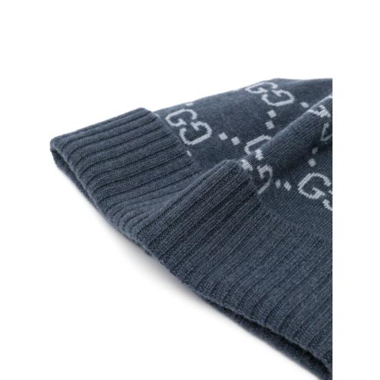 26SS 구찌 GG 캐시미어 자카드 비니 811392 4GABX 4169 BLUE GREY - GUCCI