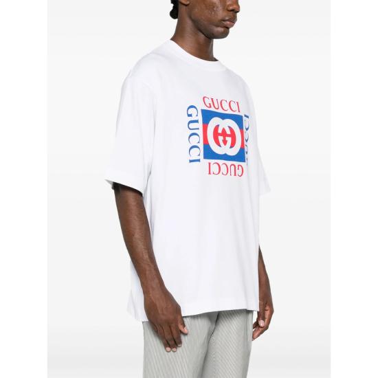 26SS 구찌 코튼 저지 티셔츠 784361 XJGKA 9074 WHITE RED - GUCCI