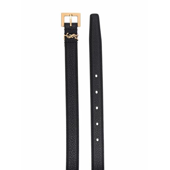 26FW 생로랑 카산드라 씬 스퀘어 버클 벨트 554465 DTI0W 1000 BLACK - SAINT LAURENT