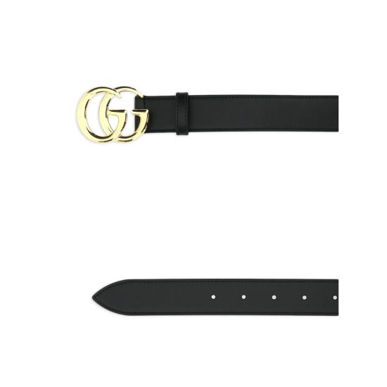 26SS 구찌 GG 마몽 샤이니 버클 레더 벨트 406831 0YA0G 1000 BLACK - GUCCI