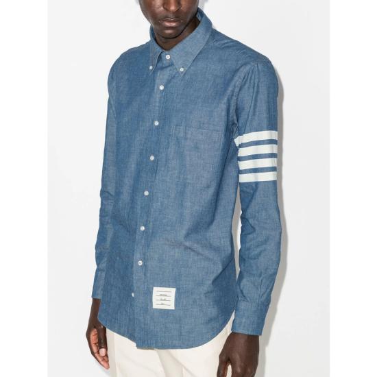 26SS 톰브라운 샴브레이 4바 셔츠 MWL272E 00111 450 BLUE - THOM BROWNE