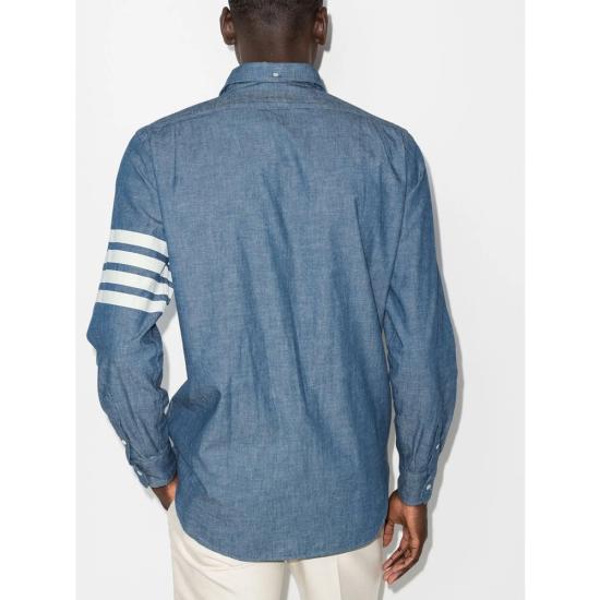 26SS 톰브라운 샴브레이 4바 셔츠 MWL272E 00111 450 BLUE - THOM BROWNE
