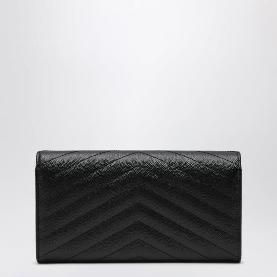 26SS 생로랑 그랑 드 뿌드르 엠보스드 레더 카산드라 마틀라세 라지 플랩 지갑 372264BOW01 Black - SAINT LAURENT