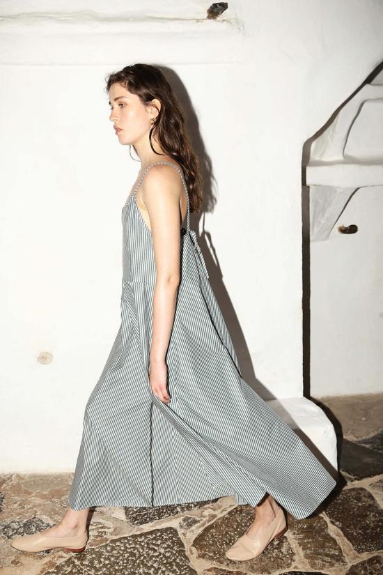  다두라 롱 원피스 다투라 슬립 드레스 올리브/화이트 스트라이프 - DATURA