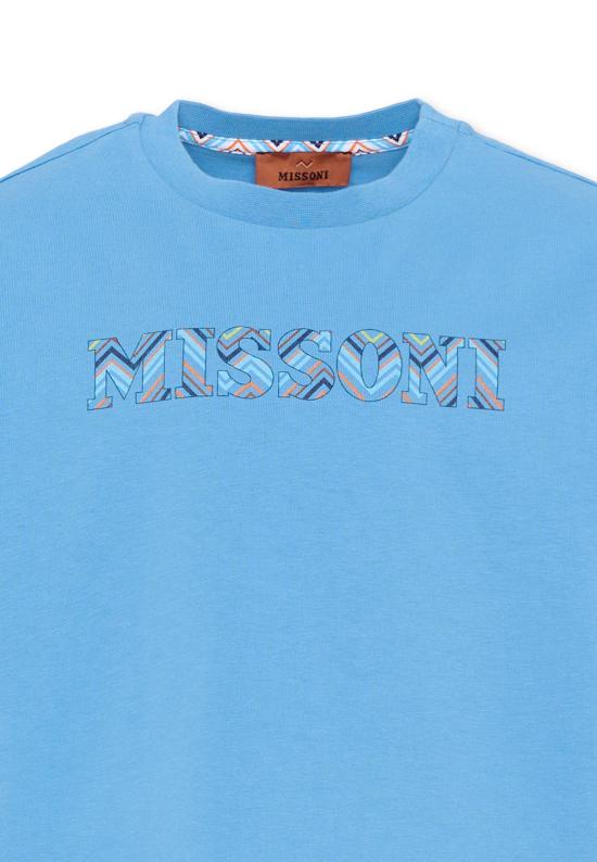 26SS [키즈] 미소니 티셔츠 MY8P11 Z3672 671 LIGHT BLUE - MISSONI