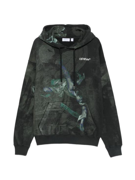 26SS 오프화이트 후드 티셔츠 OMBB085S26FLE00D 0001 Nero